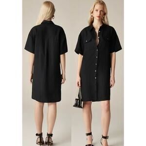 J.Crew | NWT Petite utility shirtdress in linen in Black | Sz PXS